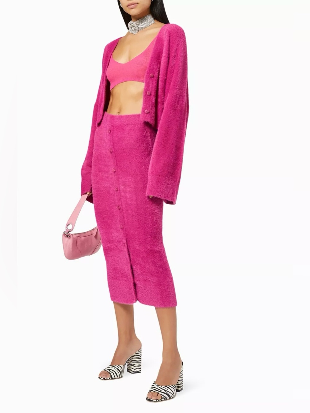 ROTATE BIRGER CHRISTENSEN Edith Knit Skirt in Very Berry Pink